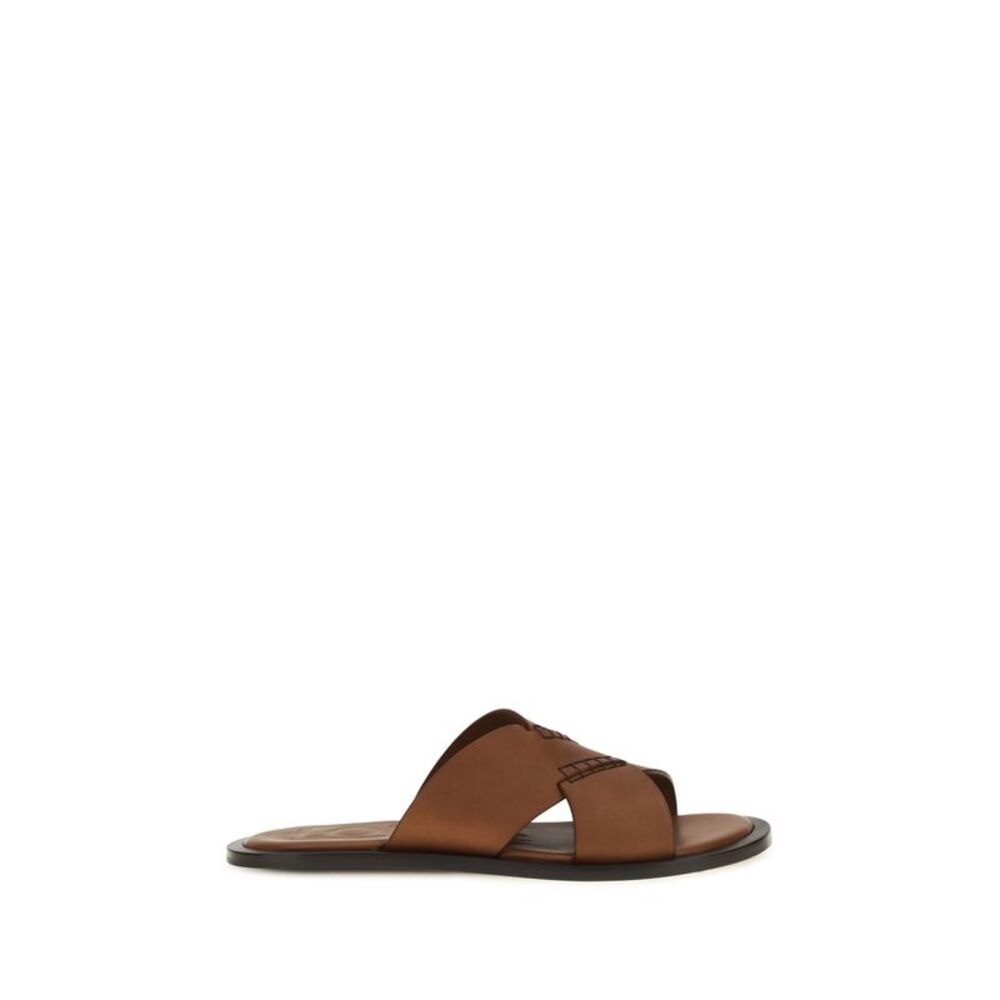 Loewe Men Flex Cross Leather Slide Sandals